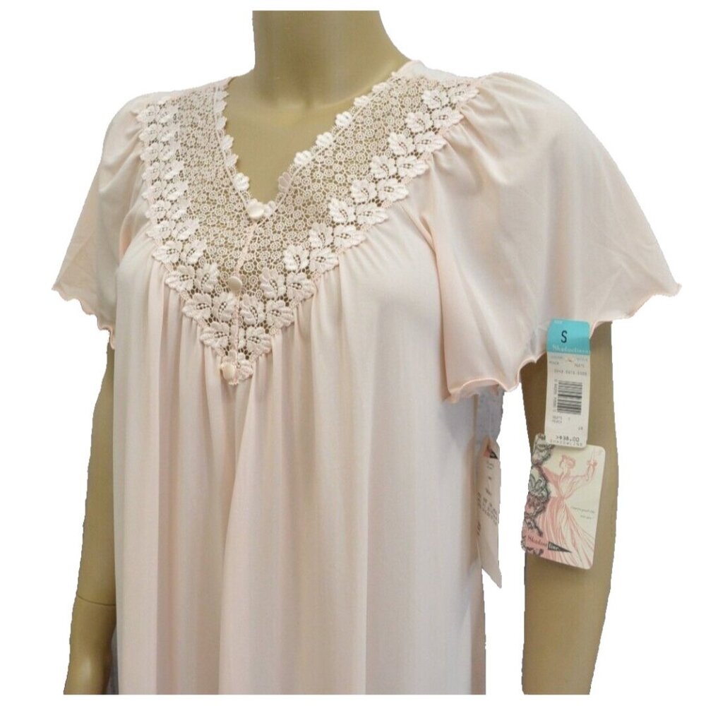 Shadowline Nightgown with Open Lace Detail, NOS w/Tags, EZ Fit, Feminine, VTG